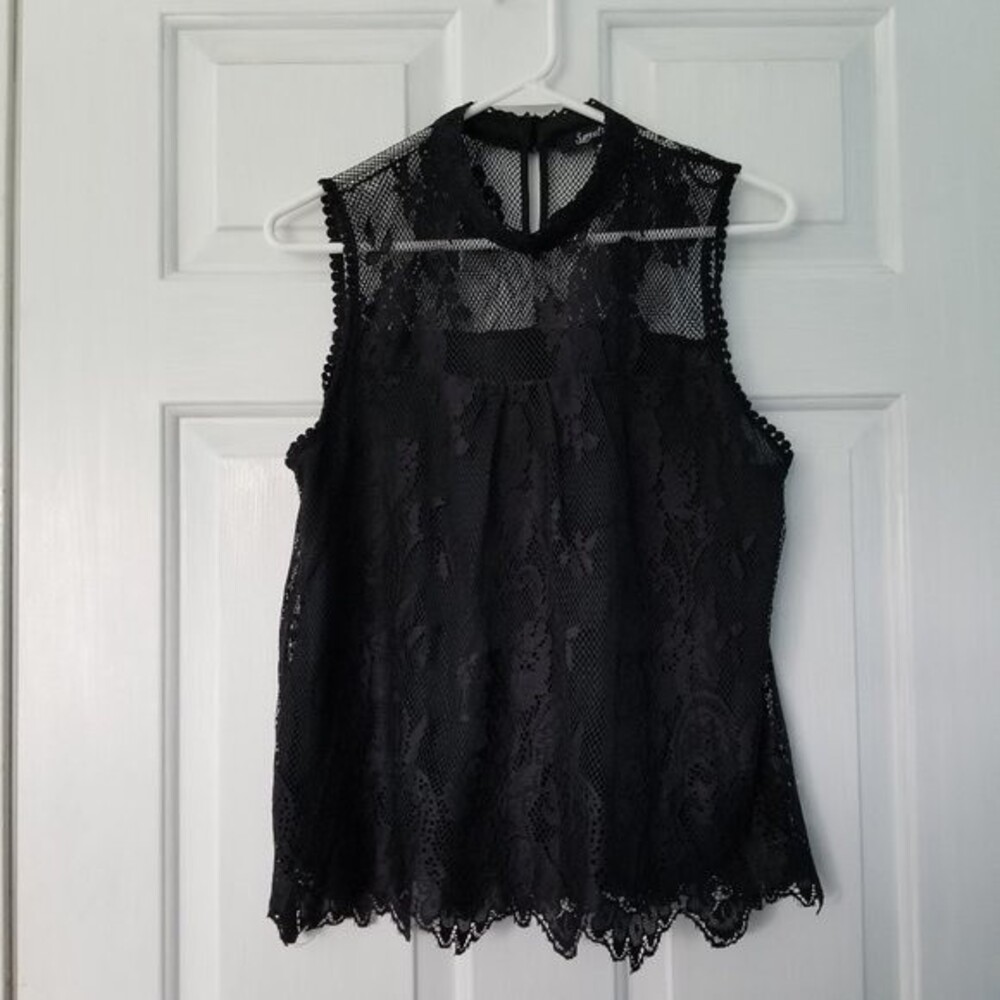 ❤️3/$12 Sweet Rain Black Lace Sleeveless Blouse M